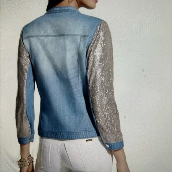 CHICOS YACHT ROCK DENIM SEQUINED JACKET 🔥👖 - Picture 2 of 7